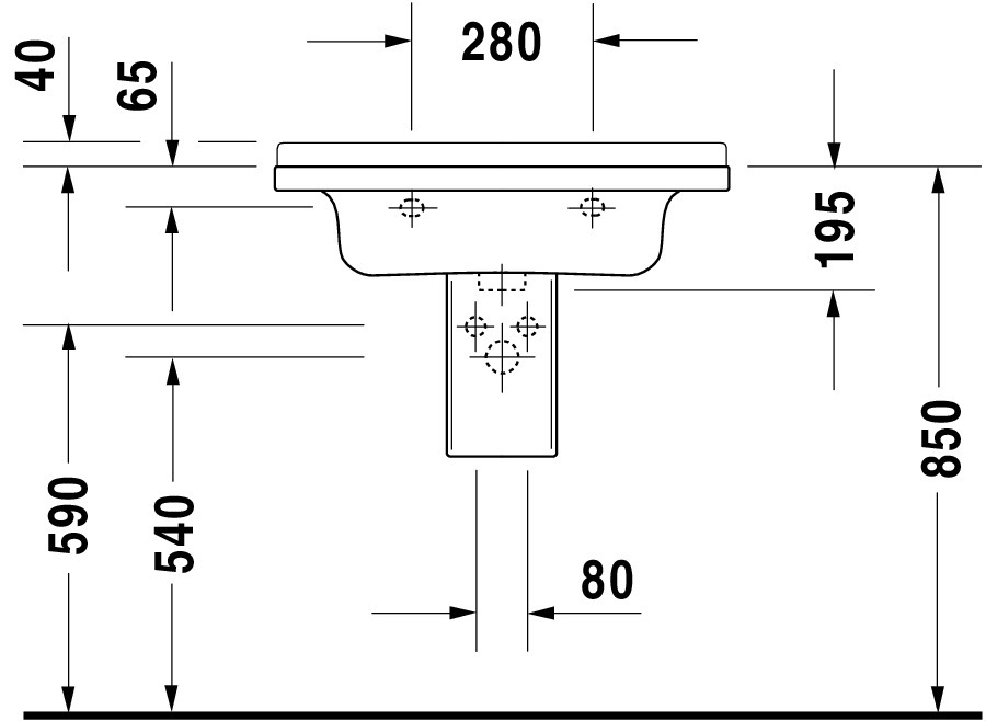 DU Möbelwaschtisch Starck 3 700 mm mit ÜL, mit HLB, 1 HL, weiß