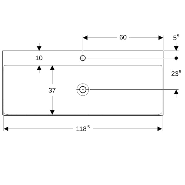 Geberit ONE Waschtisch 120x48 cm m. Hl., o. Ül., weiß, KeraTect
