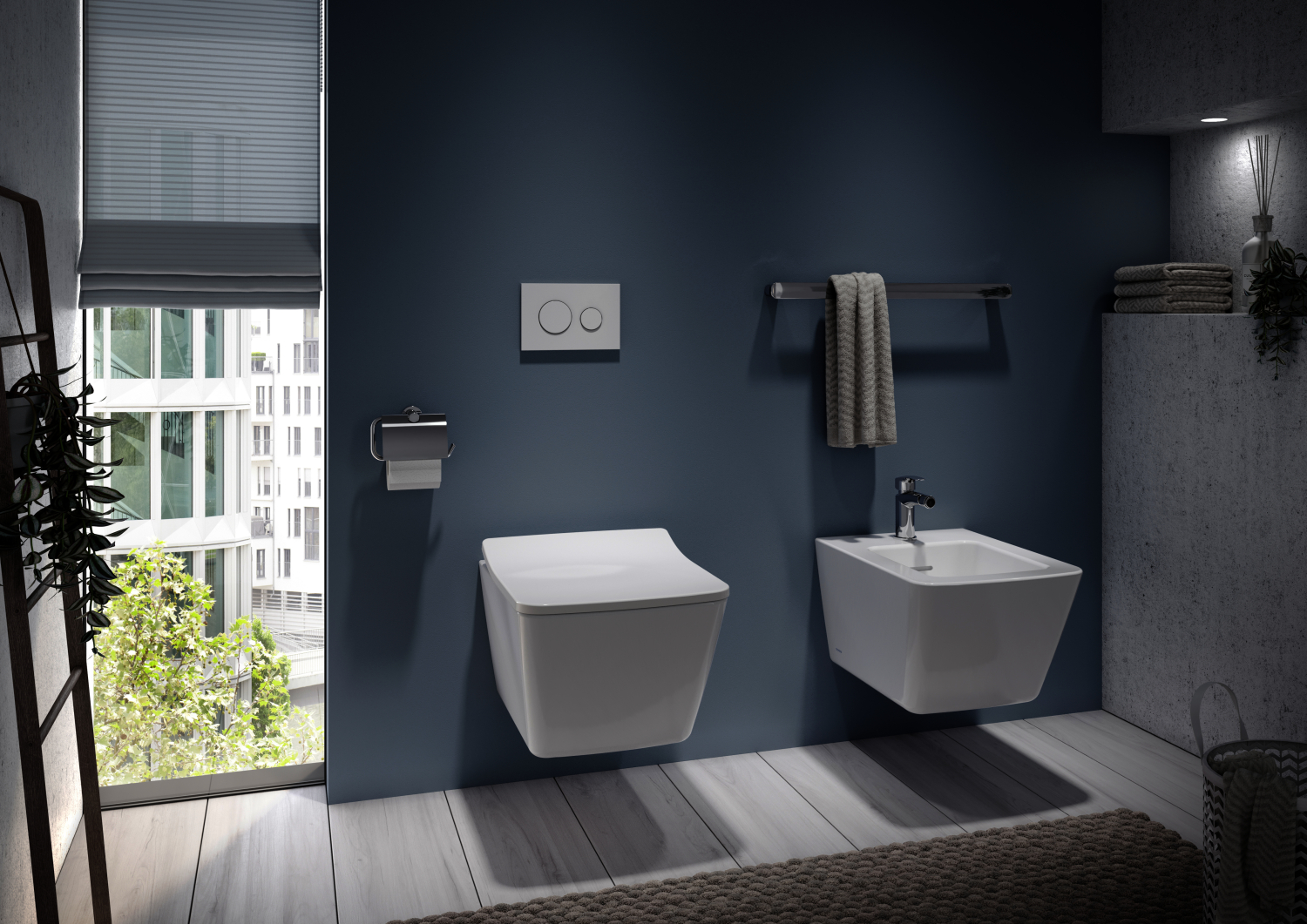 TOTO SP Bidet, wandhängend mit Hahnloch, mit Überlauf