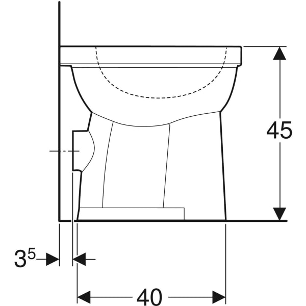 Geberit Renova Comfort Stand-WC Flachspüler erhöht/barrierefrei, Abg.horiz.,KeraTect