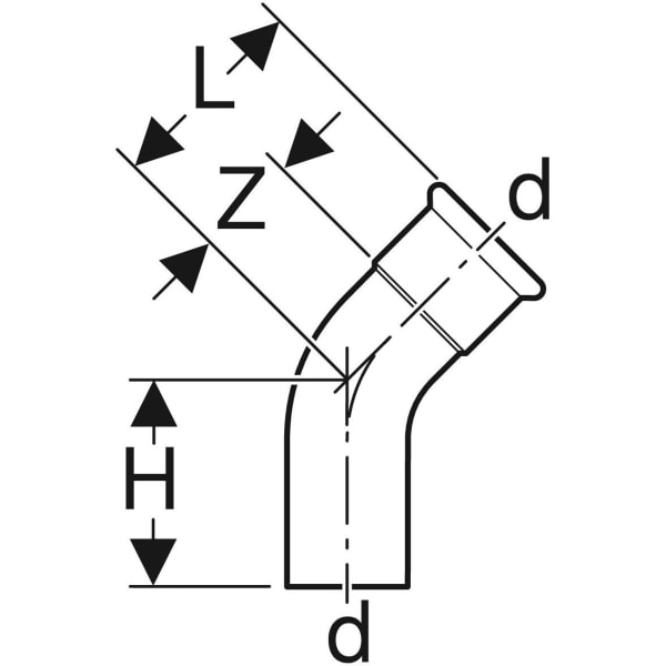 Geberit Mapress Kupfer Bogen 45Gr mit Einschubende (Gas) d18