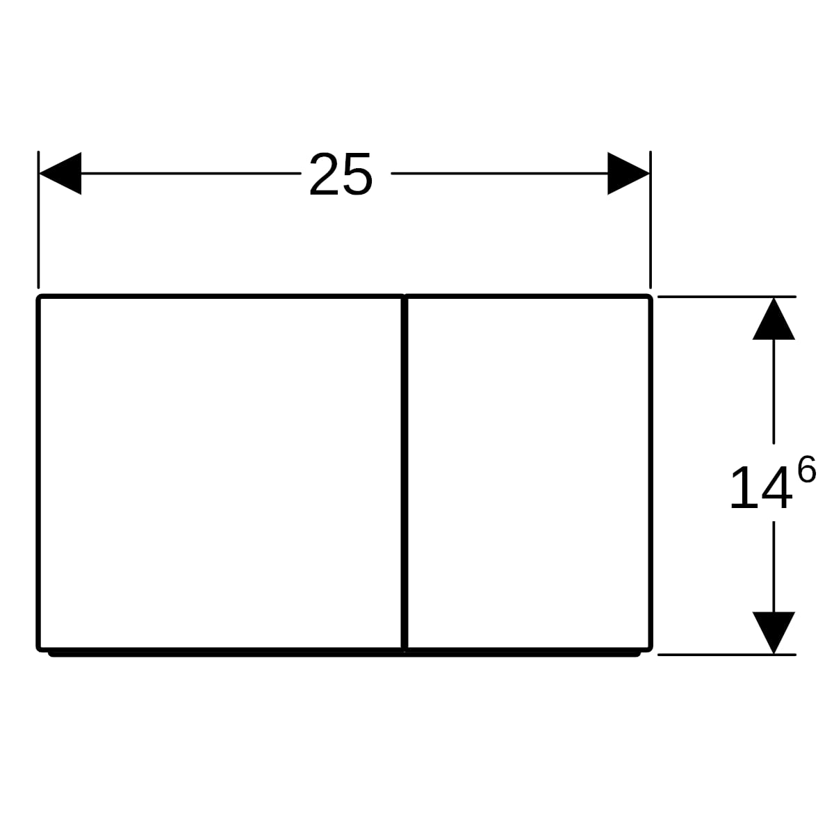 Geberit Sigma70 BetPl., eckig, f. 2-Mengen-Sp lava, Glas