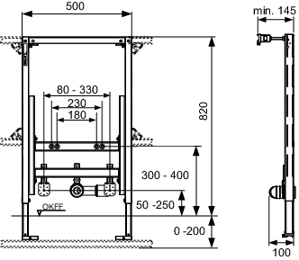 TECEprofil Bidetmodul BH 820 mm für wandhängendes Bidet