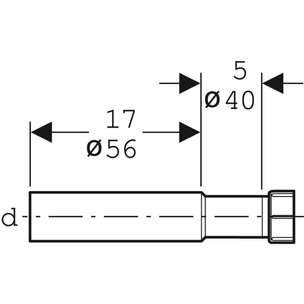 Geberit Anschlussbogen 45g mit Überwurfmutter schwarz