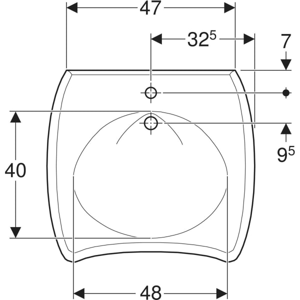 Geberit Vitalis WT, barrierefrei, 65x60cm m. Hl., m. Ül., weiß