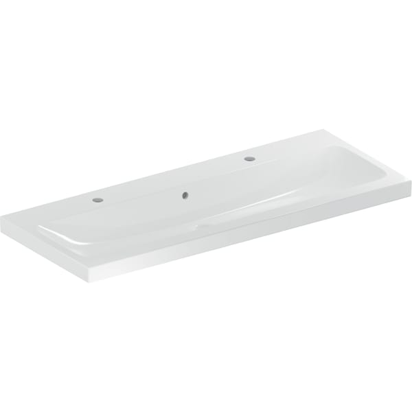 Geberit iCon Light Waschtisch 120x48cm zwei Hahnlöcher, m. Ül., weiß, KeraTect