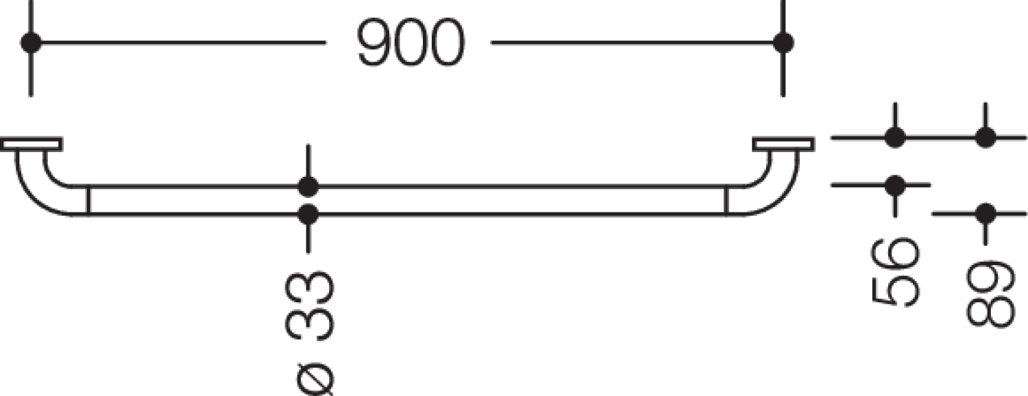 HEWI Haltegriff Ser 801, AM:900mm, antimikrobielle Ausrüstung signalweiß