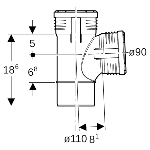 Geberit Silent-PP Bogenabzweigung 87,5Gr d110/90