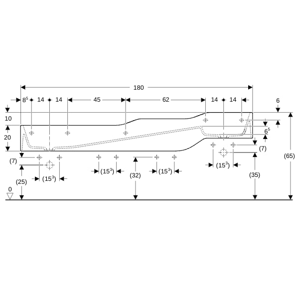 Geberit Bambini Spiel/Waschlandschaft B:180cm 4 Waschpl., tieferes B li, 4 Hl., weiß