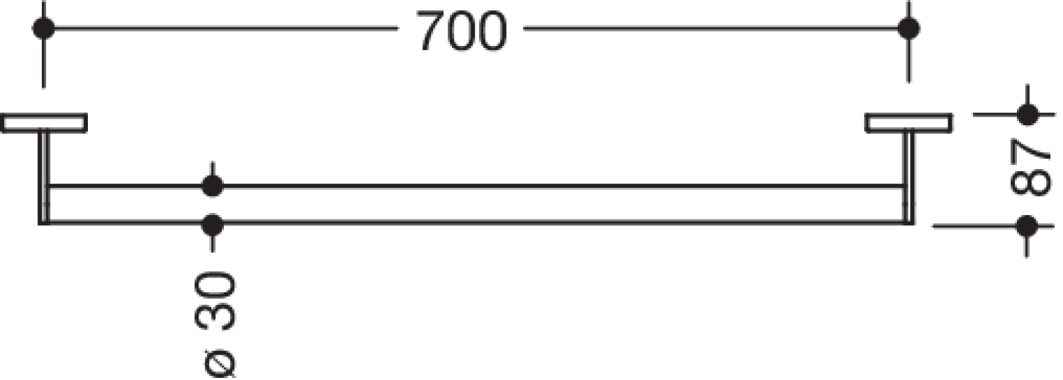 HEWI Haltegriff, d:30, L:700mm, chrom
