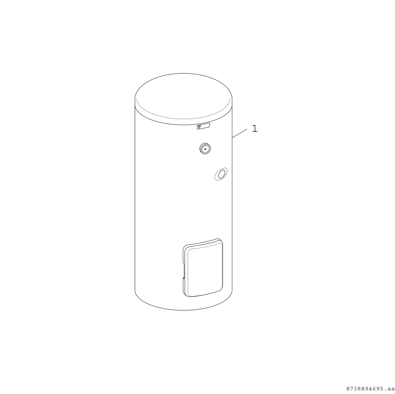 BOSCH bivalenter Warmwasserspei. STORA WPS 490-1 EP 1 C, 1921x700, 419L, silber