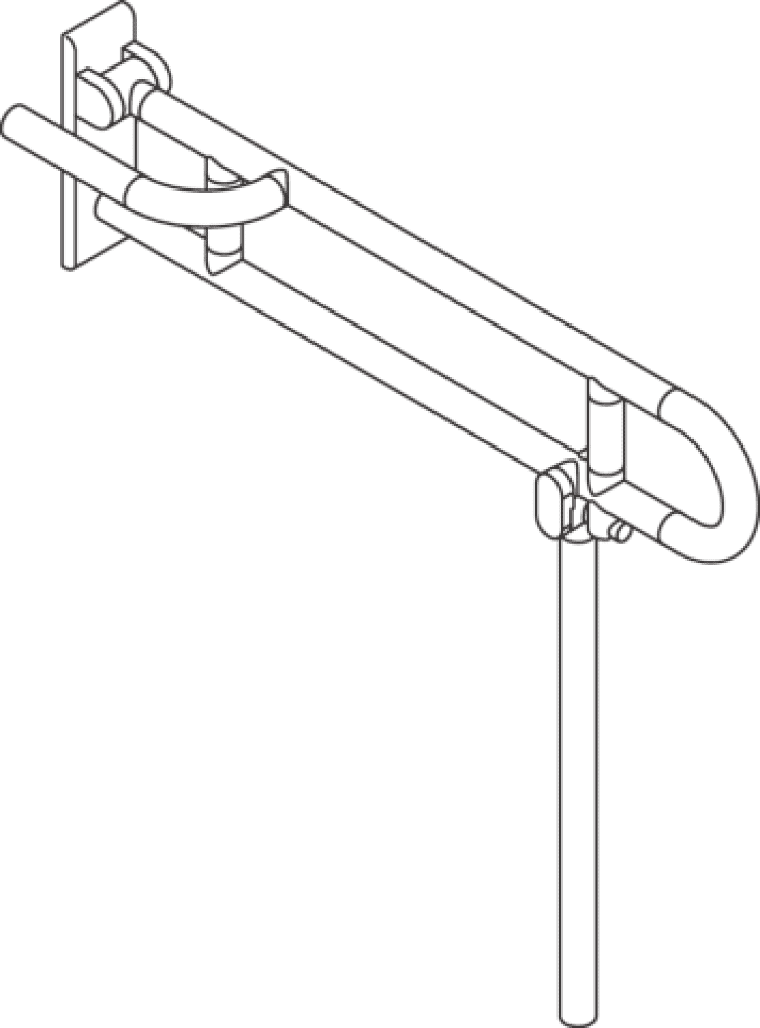 HEWI SK-Griff drehb Ser 801, L:850, re, m. Bod-St., Stützlast 300 kg signalweiß
