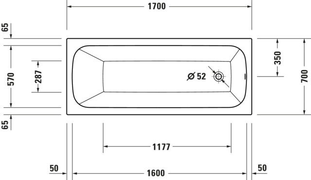 Duravit Qatego BW 1700x700mm Einbau Acryl,Rückenschr.1 Variabel, Weiß
