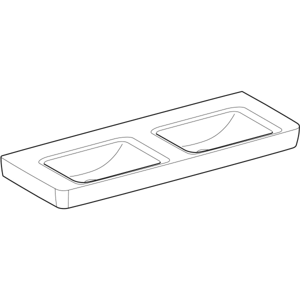 Geberit Renova Plan Doppelwaschtisch 130x48cm o. Hl., o. Ül., weiß, KeraTect