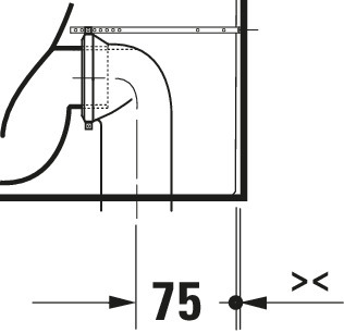 Duravit Qatego Stand-WC TS, 600mm,Back to w. Rimless, Abg. Waager.,Weiß HG, HYG