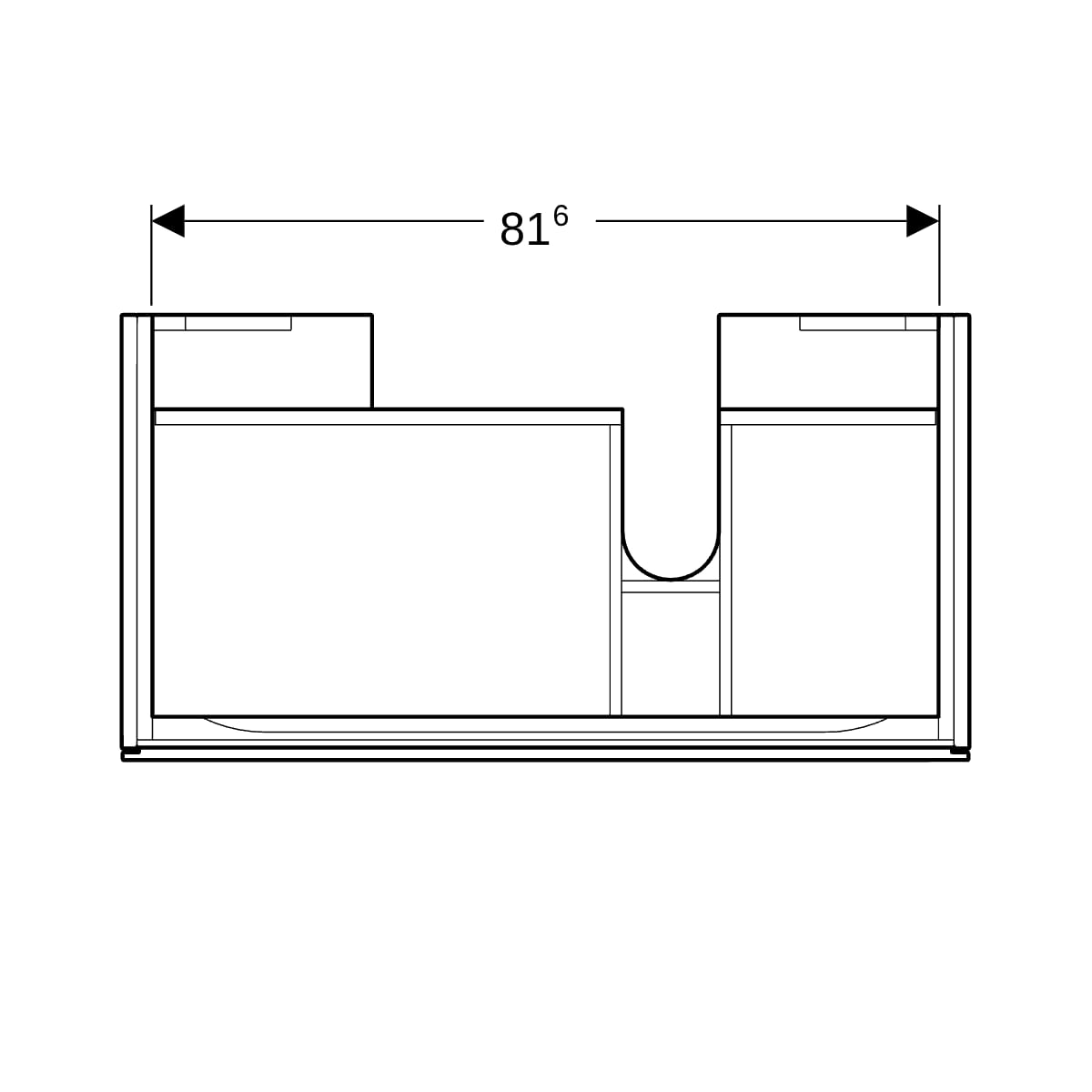 Geberit Xeno2 Unterschrank f. WT m. Ablg. li m .1 Schubl., 88x22x46,2cm, greige