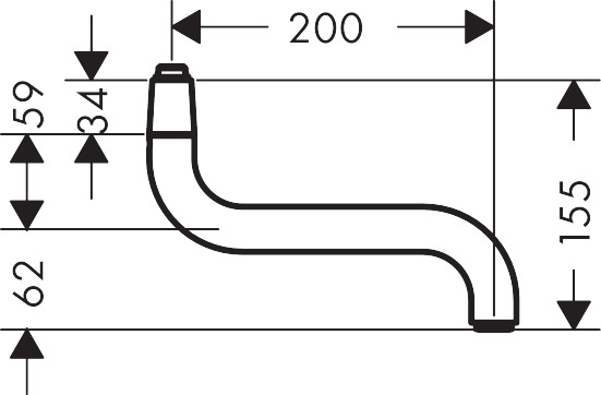 Hansgrohe Auslauf Küche Wand 200mm chrom