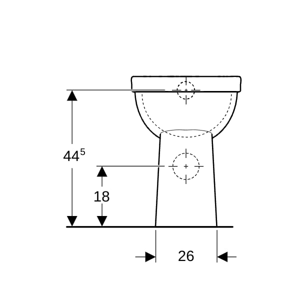 Geberit Renova Comfort Stand-WC Flachspüler erhöht, Abgang horizontal, weiß KeraTect