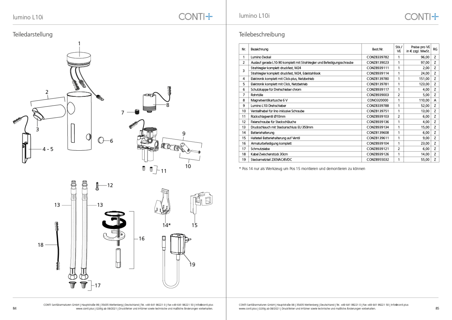 CONTI+ lumino el. IR Standarm. NetzAP m.Misch. Chrom o.Ablg. Click L10i