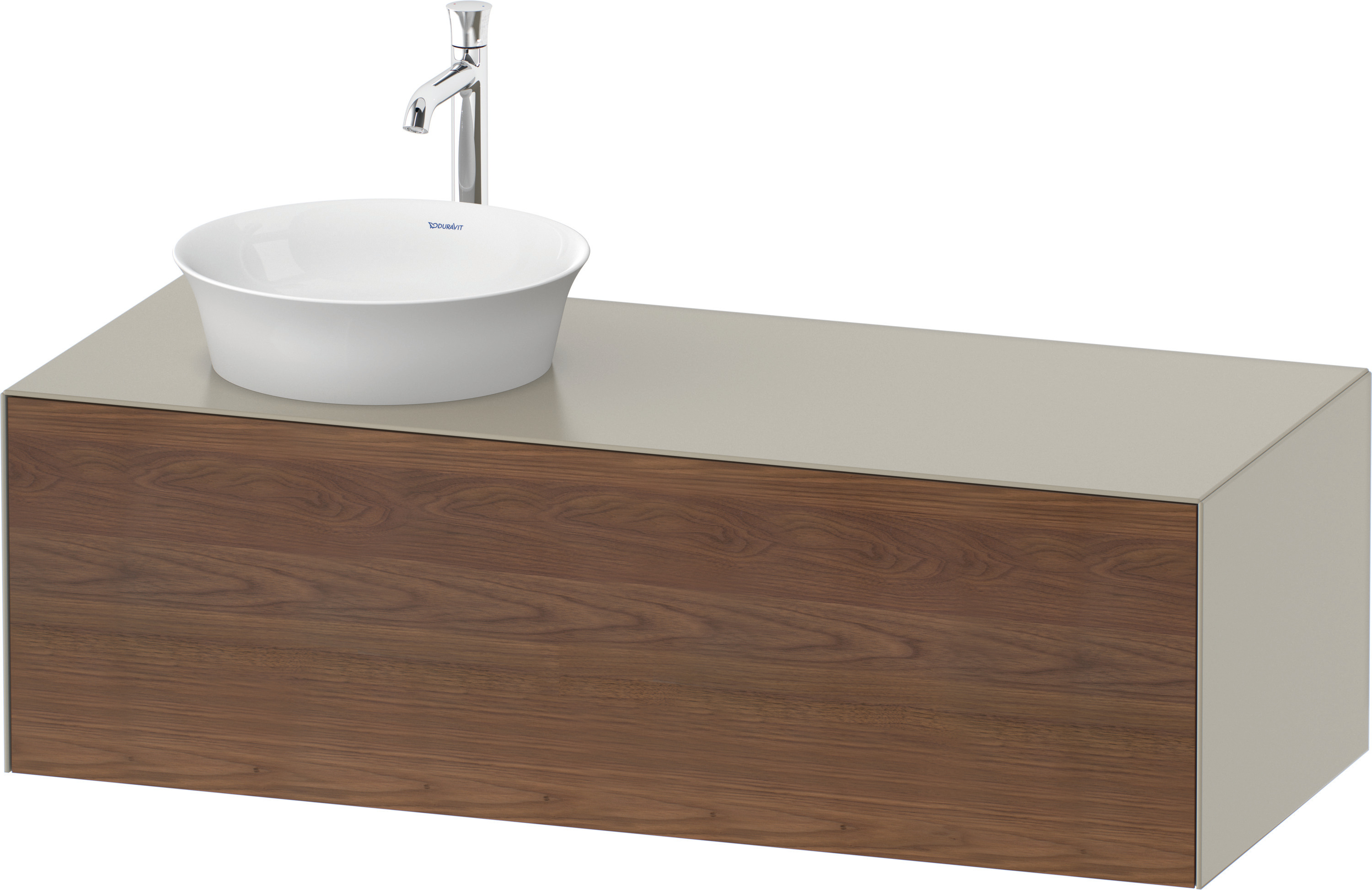 Duravit WTU White Tulip wandh,1 Auszug,B li. 408x1300x550mm,A.Nussb.M/Taupe Sdm