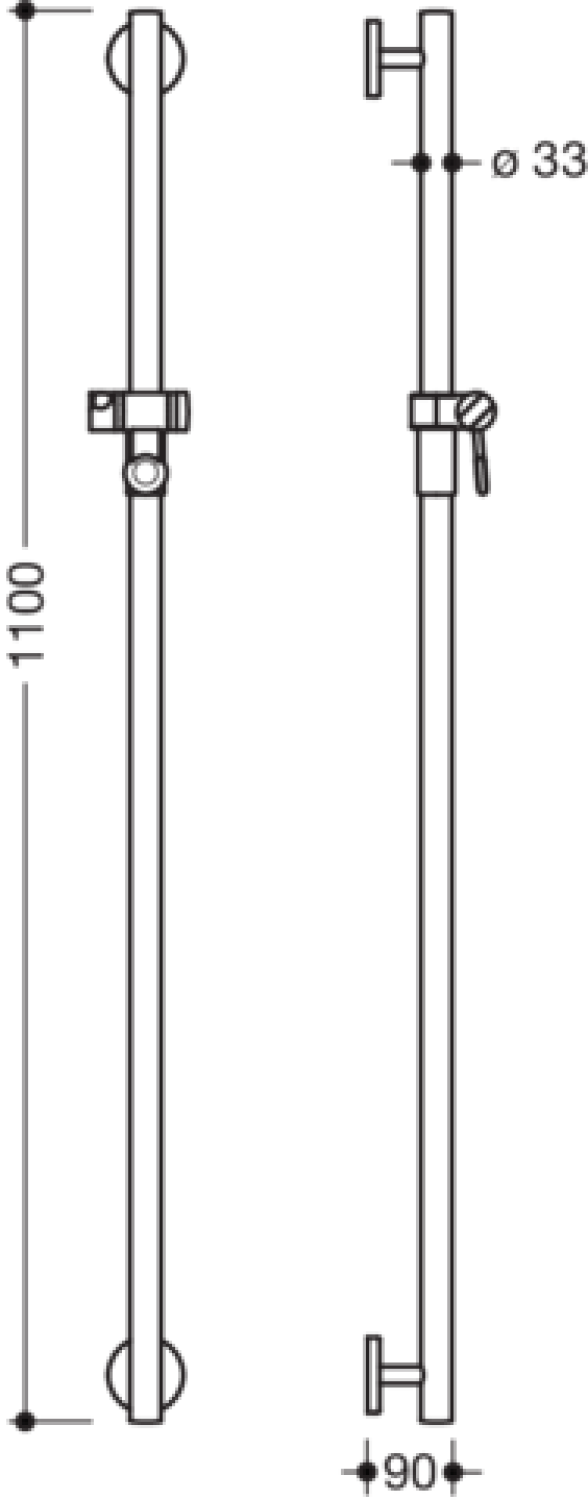 HEWI Br.H.Stg. mit Br.H., signalweiß, L:1100,d:33, Kst., chromoptisch besch.