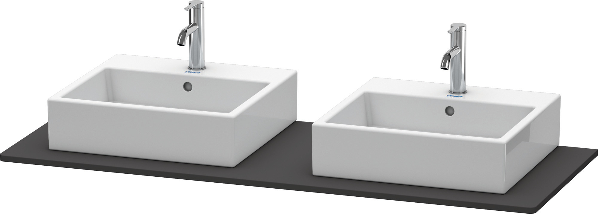 Duravit Konsole XSquare mit zwei Ausschnitten 16x1400x550mm, Graphit Supermatt