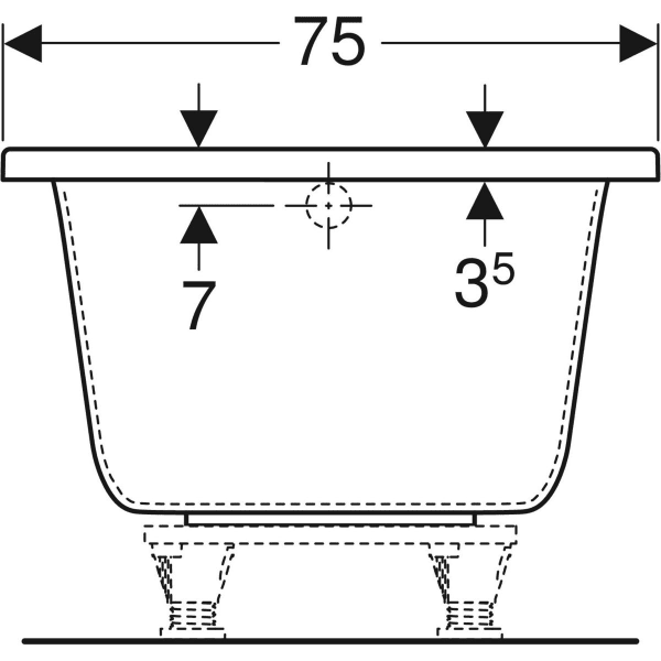 Geberit Renova Plan Rechteckbadewanne 160x75x42cm, weiß