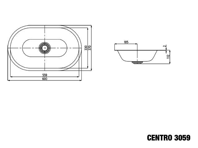 KA WB CENTRO UNTERBAUWASCHTISCH Mod.3059 ,610x380mm,cool grey 30,PEFF,AD,oÜL
