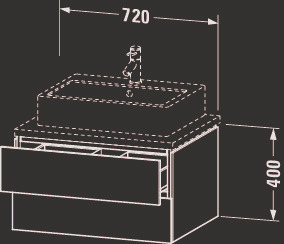 Duravit WTU für Konsole L-Cube 400x720x547mm 2 Schubkästen, Betongrau Matt