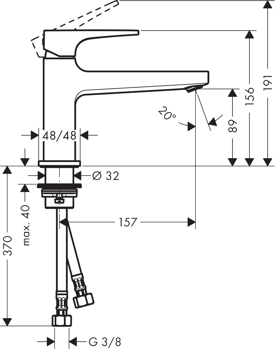Hansgrohe Waschtischmischer 100 Metropol chrom CoolStart langer Ausl.Push-Open Ablaufg.