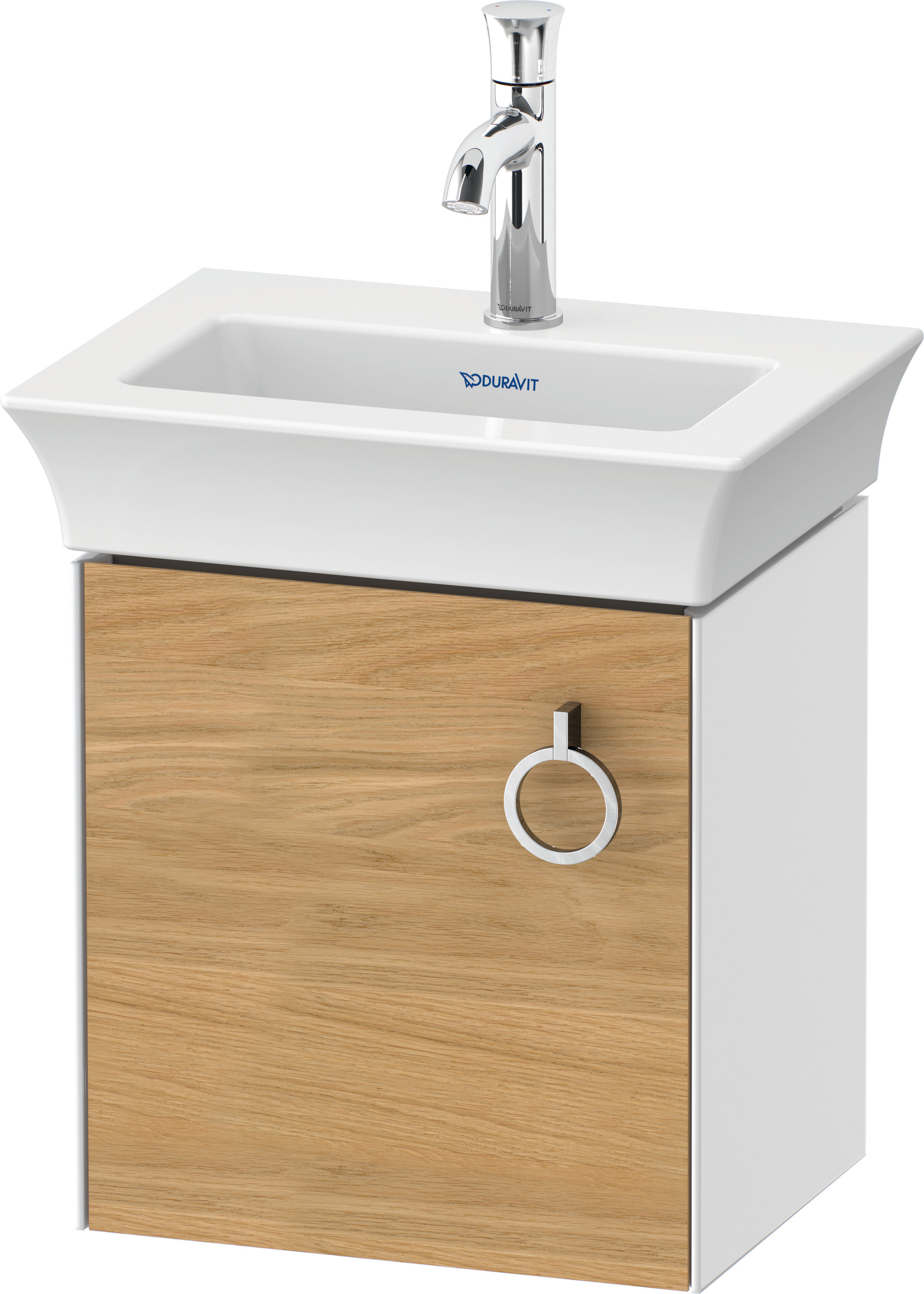 Duravit WTU wandh. White Tulip,1 Tür m.Griff 410x384x298,TA l.,Eiche N.M./Weiß HGL