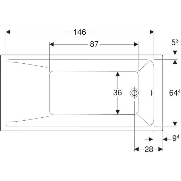 Geberit Renova Plan Rechteckbadewanne 160x75x42cm, weiß