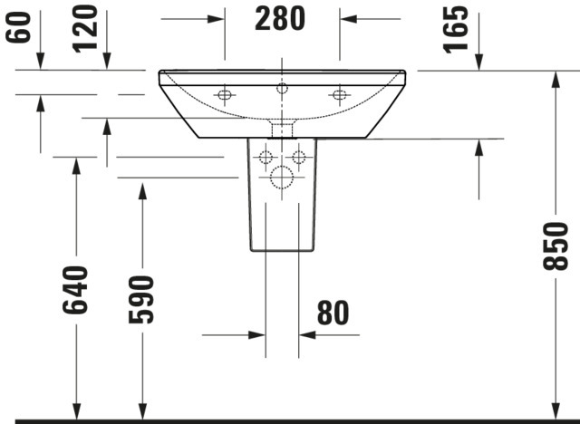 DU Waschtisch D-Neo, 600mm, weiß mit ÜL, mit HLB, o. HL