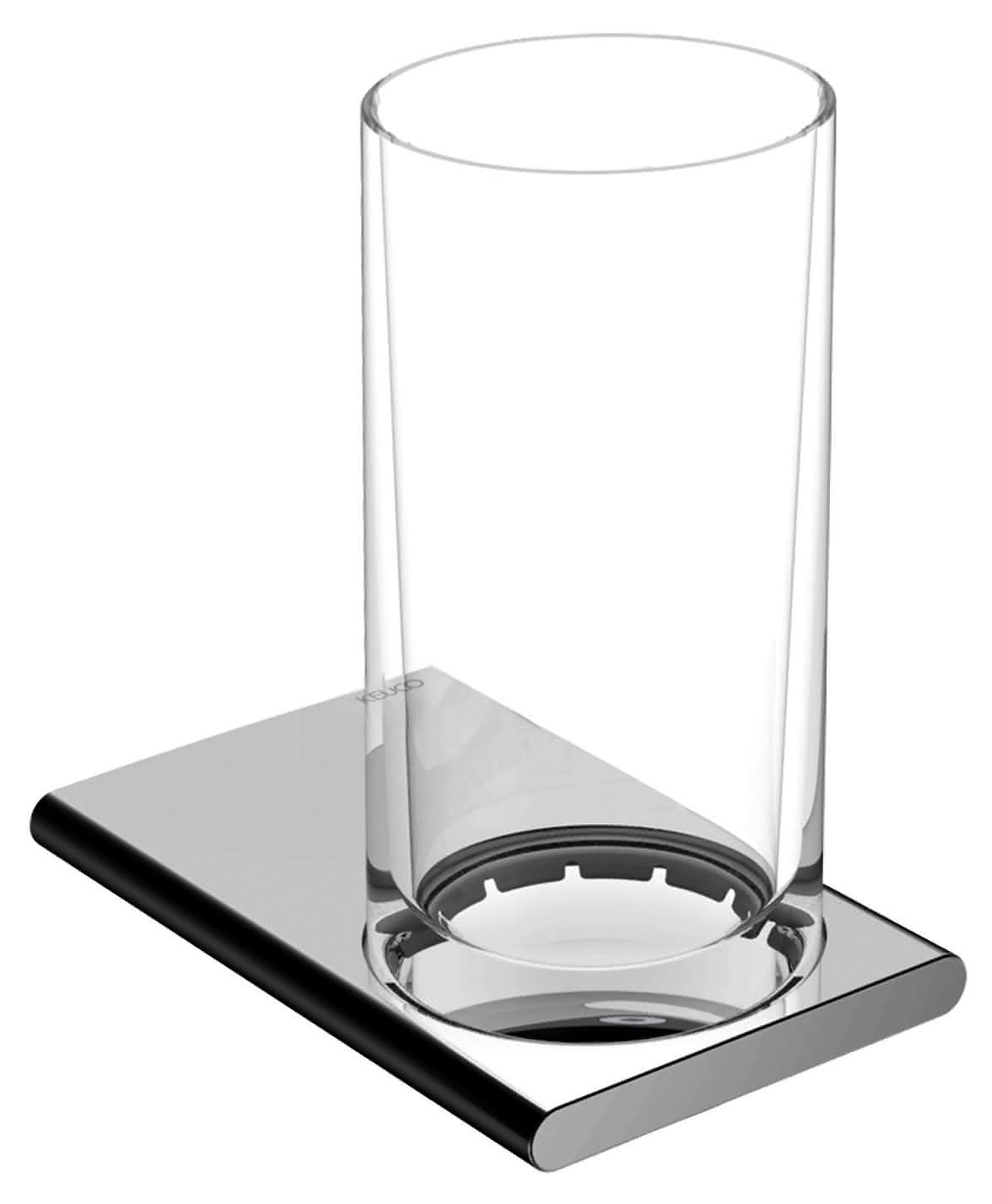 KEUCO Glashalter Edition 400 11550, kpl.mit Echtkristall-Glas,Schwarzchrom gebürstet