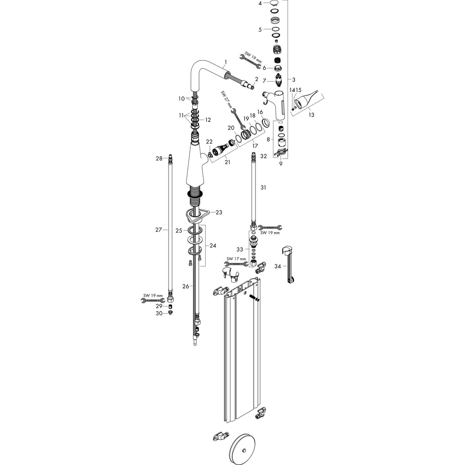 Hansgrohe Spültischmischer 240 Metris Select M71 Ausziehbrause 2jet sBox steel