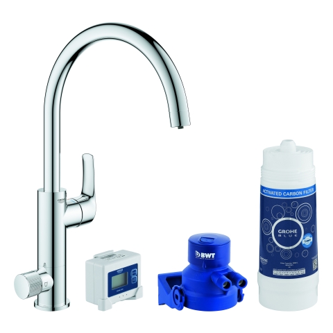 GROHE Starter Kit GROHE Blue Pure Eurosmart 30383 C-Auslauf chrom