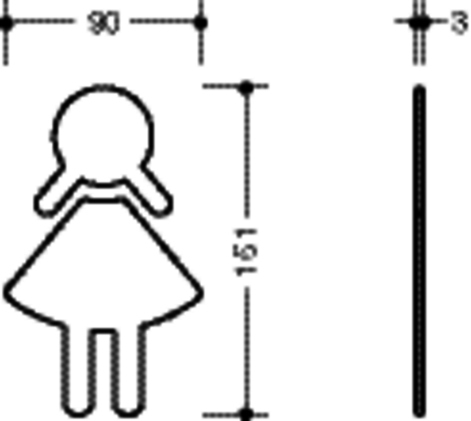 HEWI Symbol Frau Ser 801, selbstklebend signalweiß
