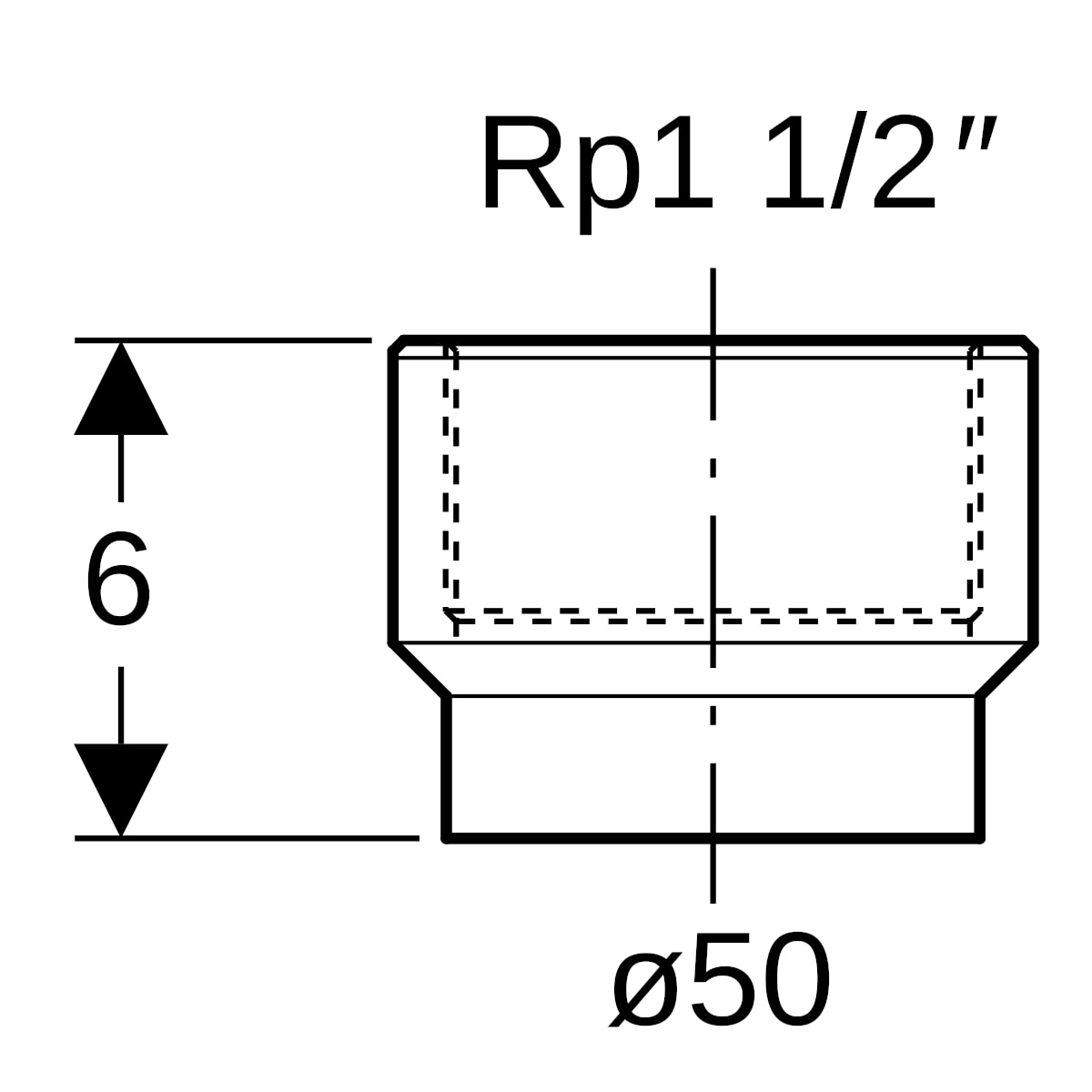 Geberit PE Übergang mit Innengewinde d50 Rp1 1/2