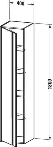 DU Hochschrank Ketho 360x400x1800mm 1 Tür, TA links, weiß matt