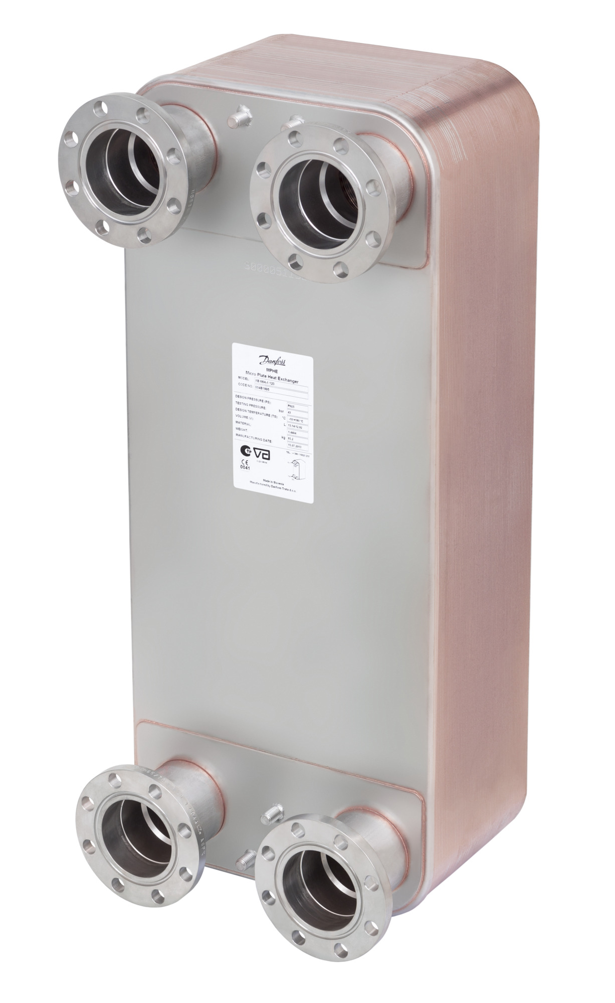 Danfoss Plattenwärmeübertrager XB66H-1 MicroPlate, 160 Platten, gelötet, DN65