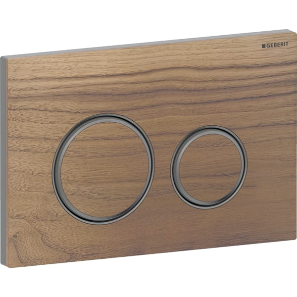 Geberit Sigma50 BetPl., rund, 2-Mengen-Sp. schwarzchrom gebü, Etc/Nussbaum/schwchr