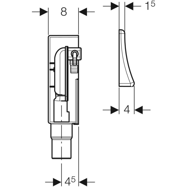 Geberit UP-Geruchsverschluss m. 2 Anschlüssen Wandeinbaukasten u. Abdeckplatte d50-56