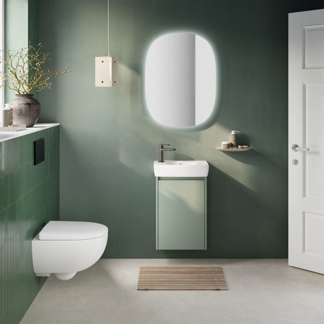 Geberit Renova Compact US für HWB, mit 1 Tür 41,2x60,5x20,1cm, salbeigrün/l. seidenm.