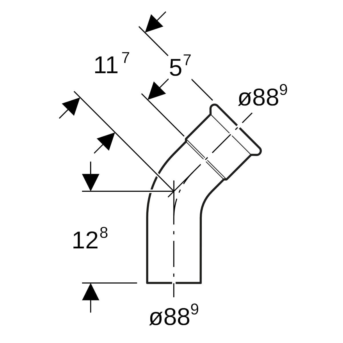 Geberit Mapress Edelstahl Bogen 45Gr d88,9 mit Einschubende (LABS-frei)