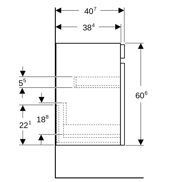 Geberit Renova Plan US f. WT, mit 1 Schublade u. Innenschubl., 48,4x60,6x40,7cm, lava