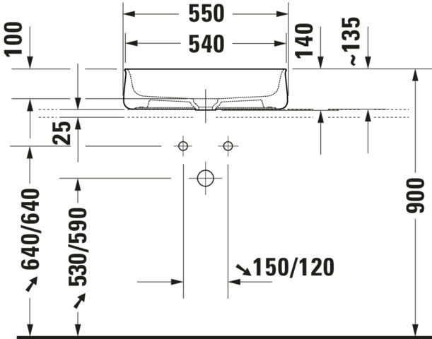 DU Aufsatzbecken 550mm Zencha, geschl. o.ÜL, o.HLB, Anthrazit Matt