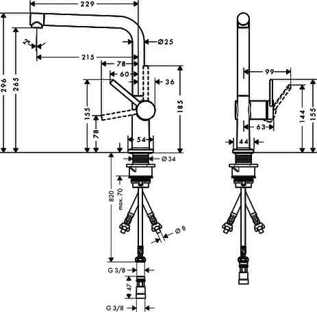 Hansgrohe Spültischmischer 270 Talis M54 Niederdruck 1jet BSO