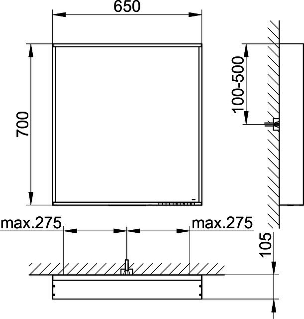 KEUCO Lichtspiegel X-Line 33297, DALI, inox, 650x700x105mm