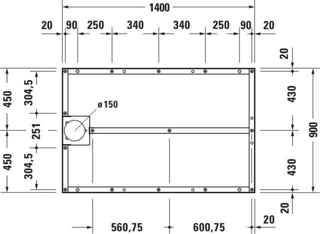 DU Fußgestell für Stonetto Duschwanne 1400x900mm