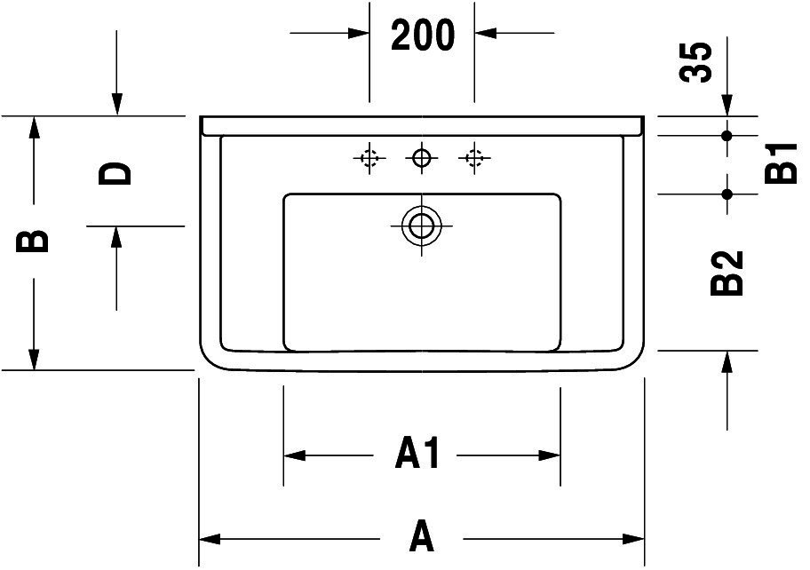 DU Möbelwaschtisch Starck 3 1050 mm mit ÜL, mit HLB, 1 HL, weiß WonderGliss